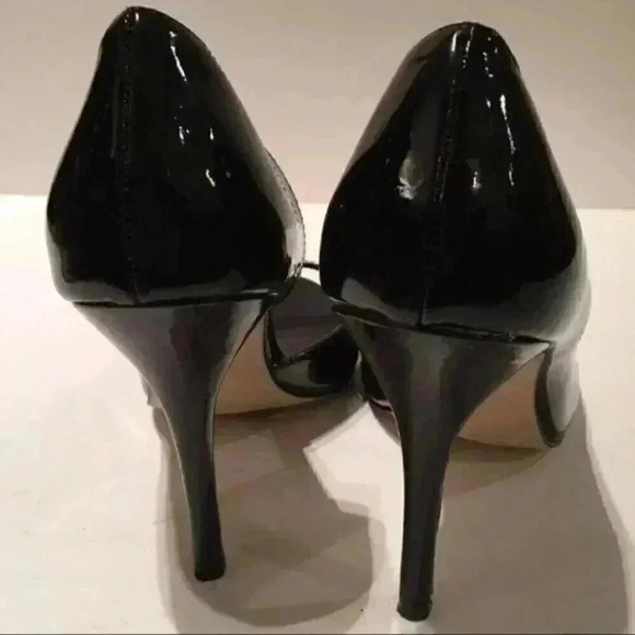Elle Heels Black Faux Patent Leather Sz 7.5 - Picture 2 of 7